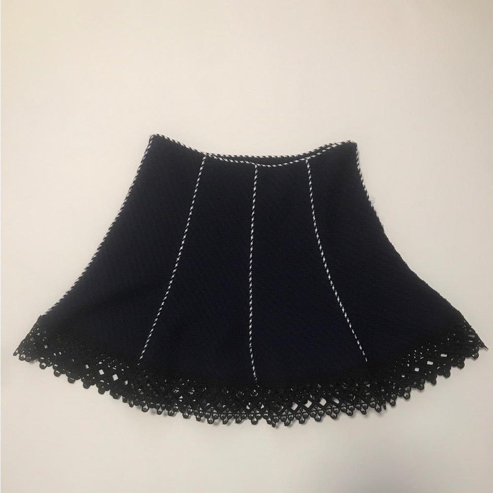 Chic Navy Blue Skirt with Lace Trim